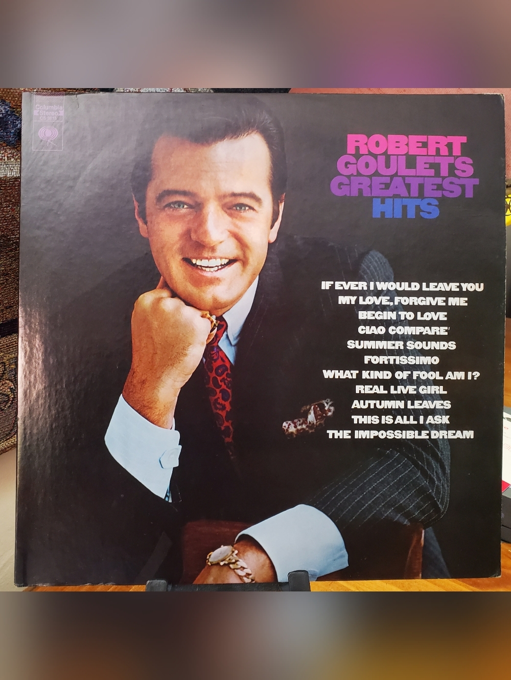 Robert Goulet Greatest Hits Vinyl LP — Black with Purple & Blue Text